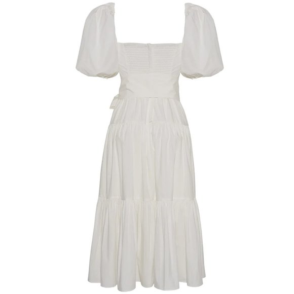 NEW Cara Cara Sydney Midi Cotton Dress - White Puff Sleeve Wedding Event - Picture 10 of 14